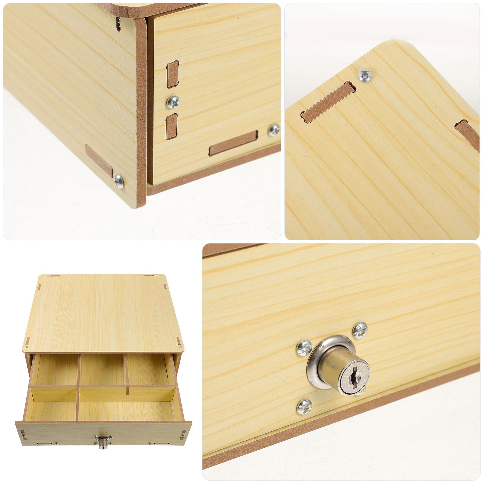 Vassoio in Legno Multi-compartimenti per Contanti Due Chiavi, Organizer per Negozi e Punti, Sostituzione per Cassetto Portamonete
