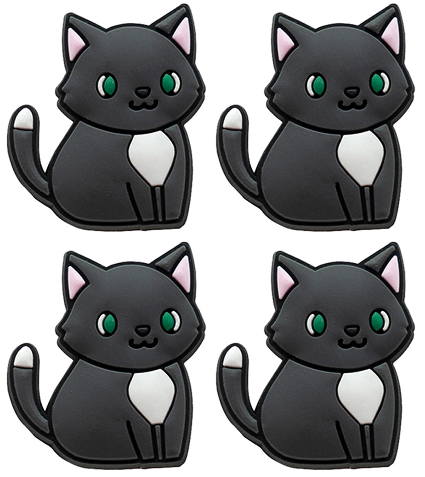 Cat Shoe Charms for Clogs Mules Sneakers Laces and more Set of 4 Yazzle Dazzle Kitty Kitten Meow Purr Black White