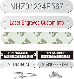 Custom VIN Plate for Trailer, Custom HIN Plate for Boat – Engraved Stainless Steel License Plate, VIN Number Plate for Trailer, Hull ID Number Tag for Boat, RV, Truck, Replacement ID Tag, Aluminum Tag