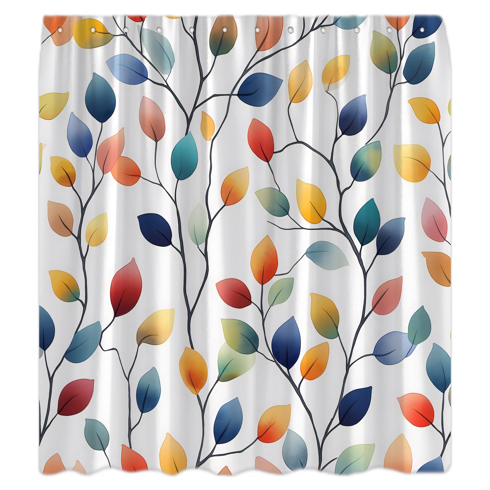 CWHCWA Colorful Boho Leaves Shower Curtain Floral Botanical Watercolor Flower Plant Nature Modern Abstract Art Bath Curtain with Hooks