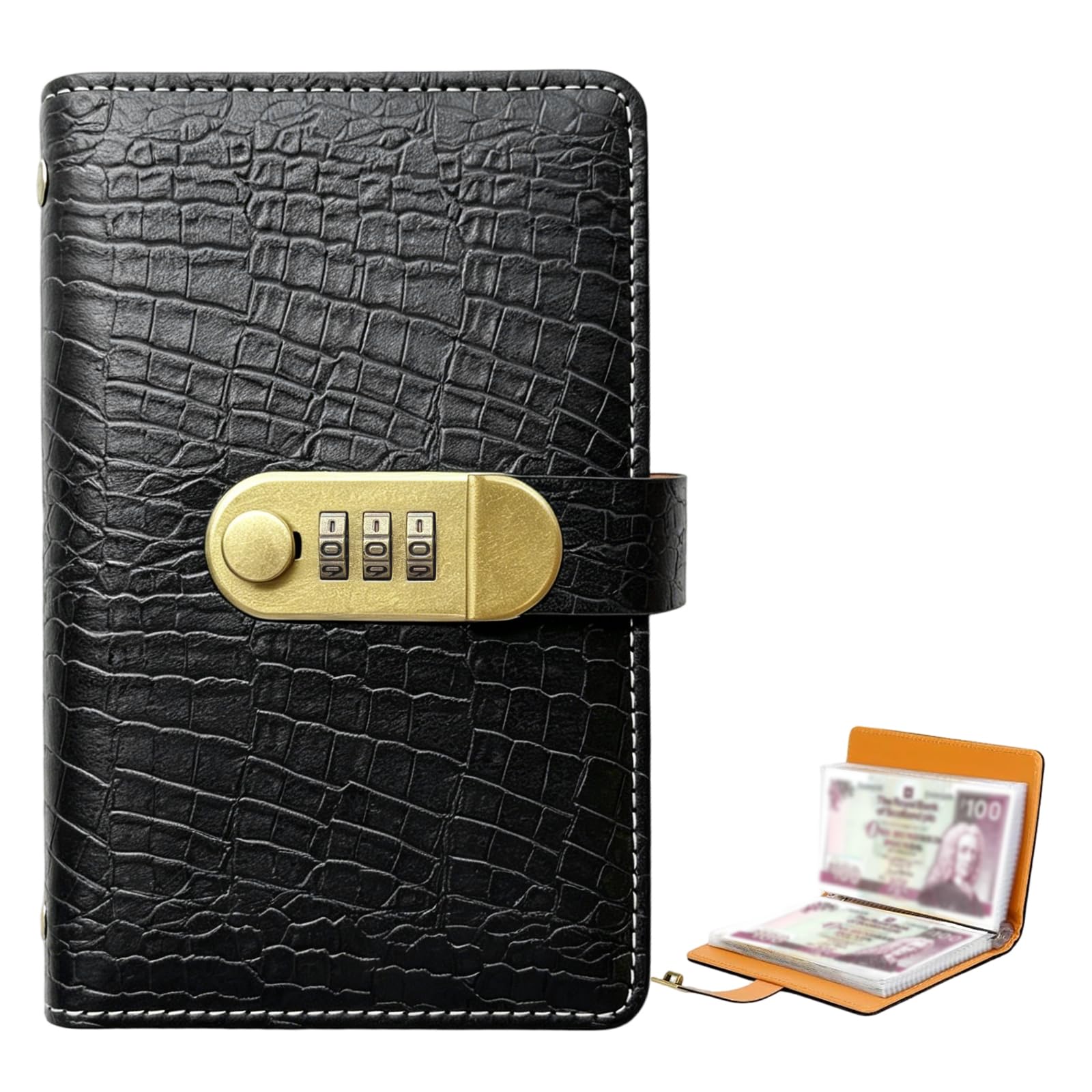 Money Saving Wallet with Combination Lock, 100 Envelopes Saving Challenge