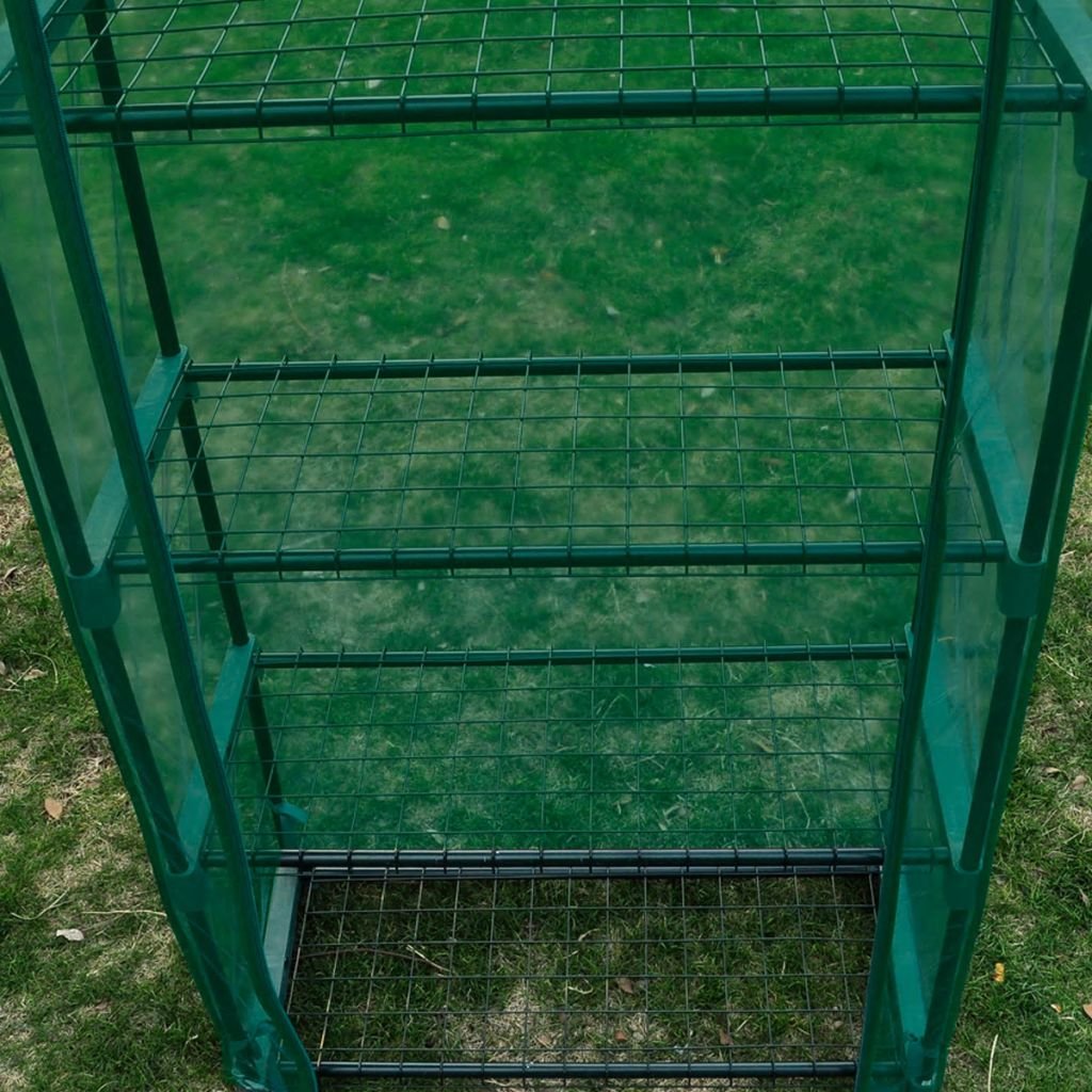 Tidyard Serra con 4 Ripiani in Acciaio Tubolare Verniciato a Polvere e PVC 69 x 32 x 160 cm | Verde