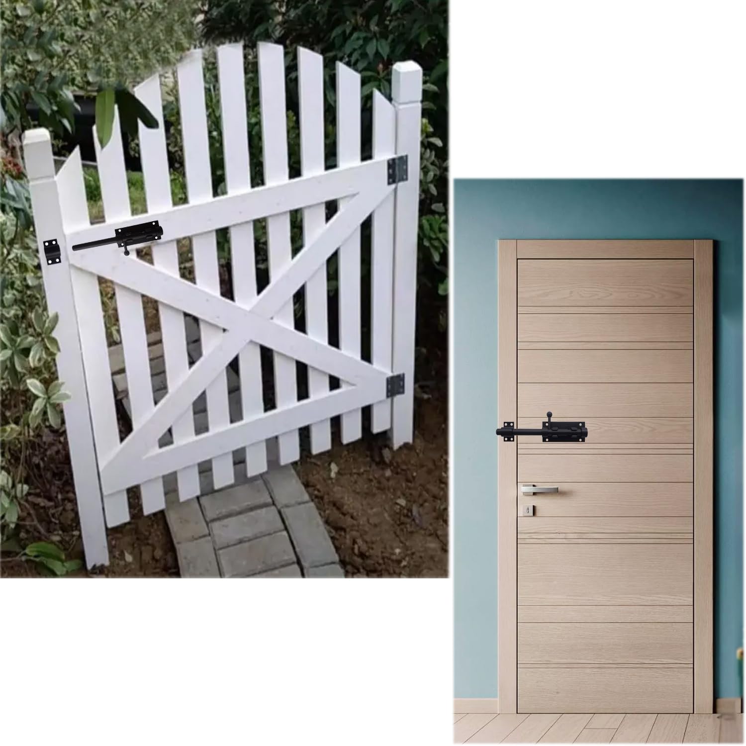 25,4 cm großer Schieberiegel, schwarz, robuster Zylinderriegel mit Vorhängeschloss, 304 Edelstahl, Schieberiegel, Torriegel, verdicktes Türschloss, Hardware für Zaun/Scheune/Schuppen