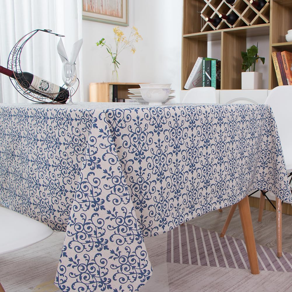 Novetec Tablecloth Rectangular Linen Look Stripe Tassel Tablecloth Wipe Clean Oil Resistant Stain Resistant Easy Care For Indoor Outdoor Garden Dining Room Party And Celebrations - Image 5