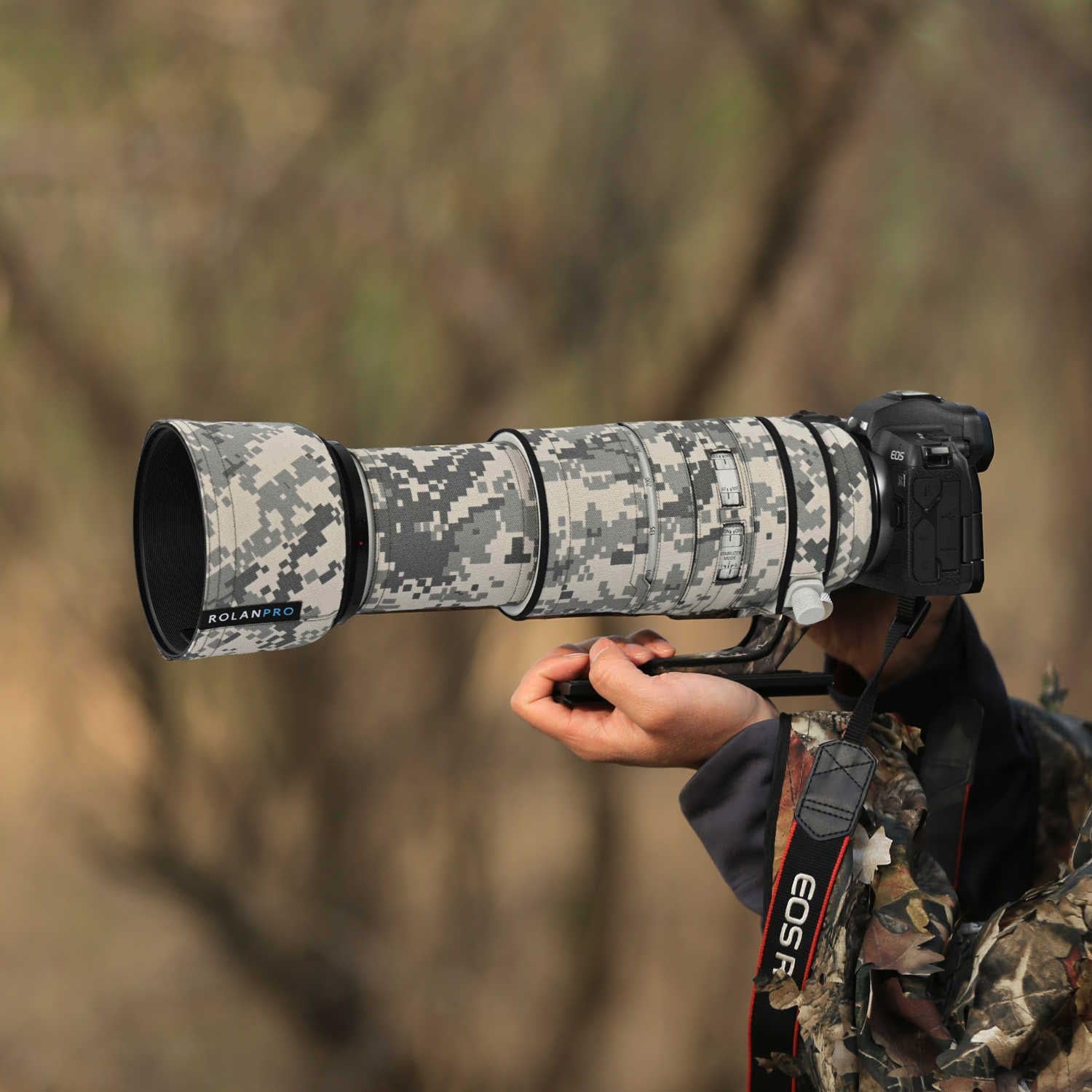 Copertura Acquaproof Canon RF 100-500mm F/4.5-7.1L is USM Camouflage - Dettaglio