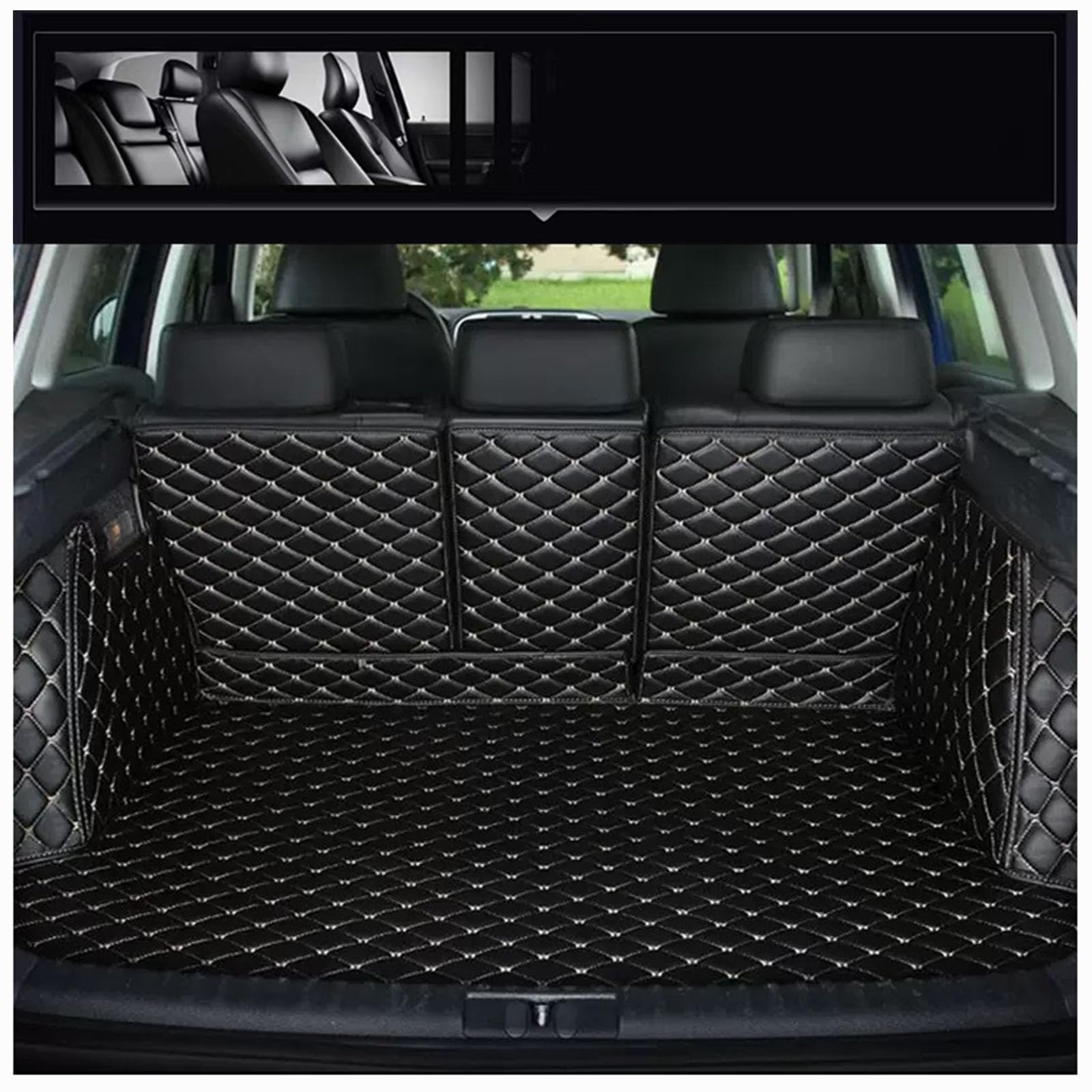 YQVDQRTXS Car Trunk Mats, for Mini Aceman J05 2024-2025 (upper) Full Coverage Leather High-sided odourless and non-slip trunk protection mat car Boot Liner Mat,Black Beige