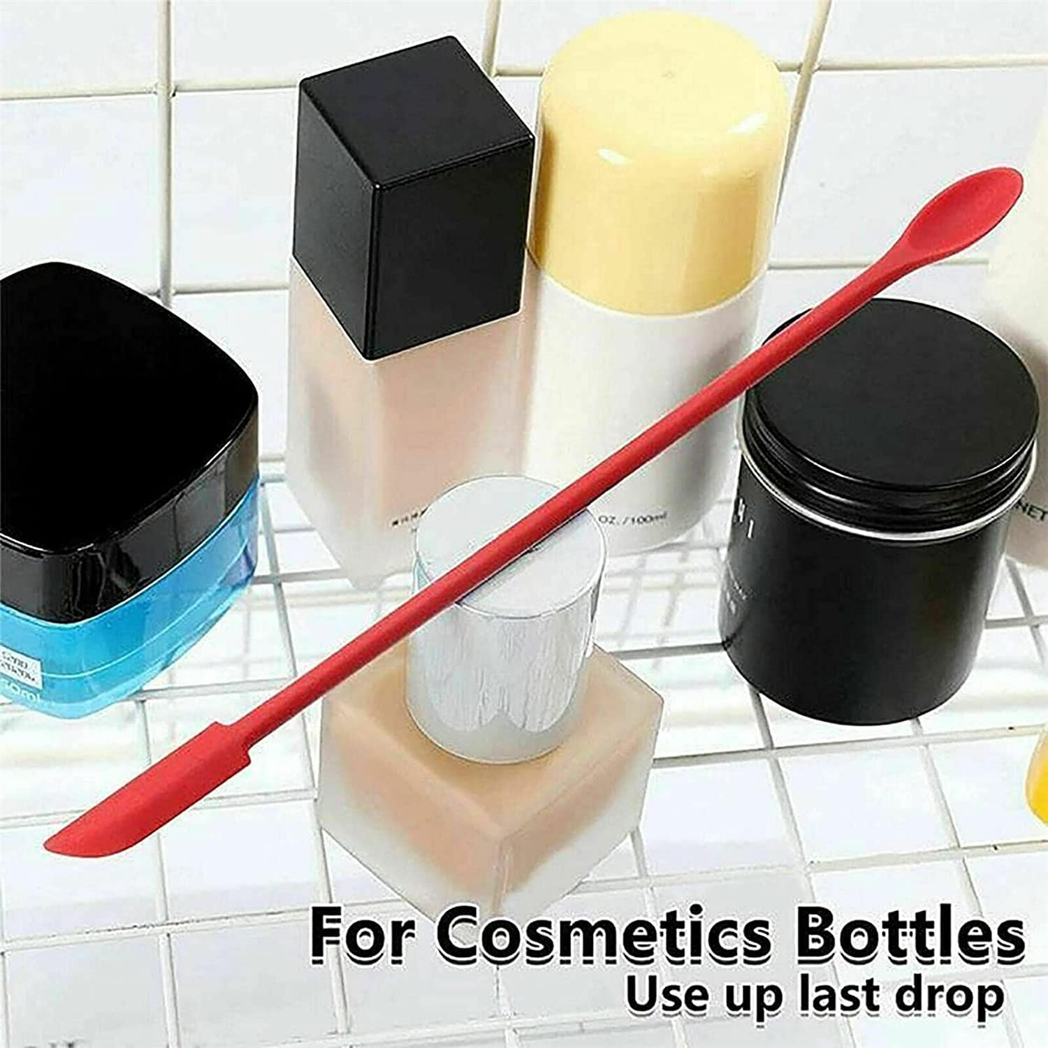 TGOPIT Mini Makeup Spatula - Small Silicone Last Drop Bottle Scraper Set Beauty Spatula (Red) 1