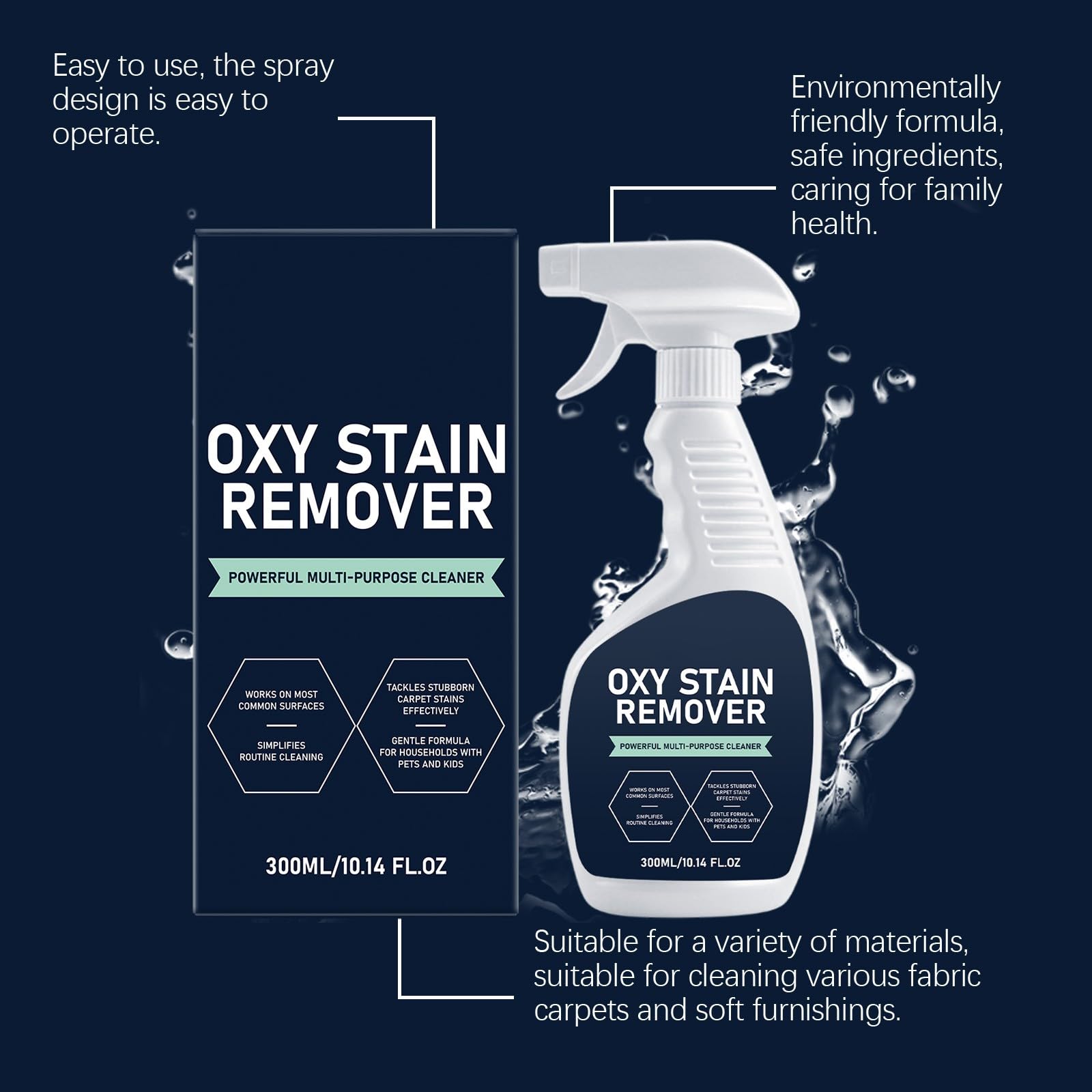 Oxy Stain Remover - Oxygen Powered Carpet Cleaner Spray, Polsterreiniger Auto, Teppichreiniger zur Entfernung selbst Hartnäckiger Flecken und Gerüche, Reiniger für Waschsauger & Teppichreiniger (3PC)