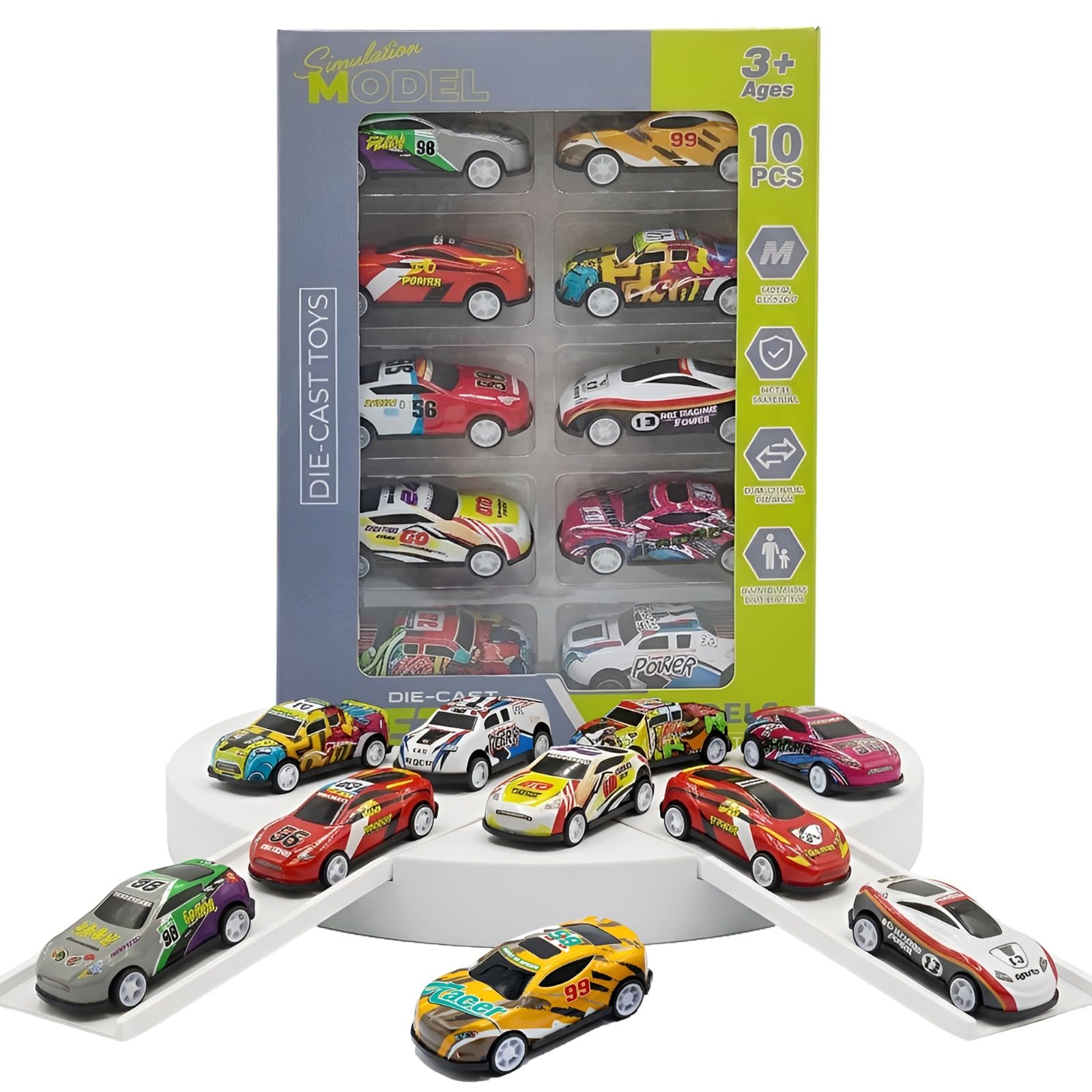 TOYTASTIC Set of 10 Mini Racing Metal Die Cast Car Set | Khilona Metal Car for Kids | Pull Back Vehicles | Best Birthday Gift, Return Gift, Diwali Gift for Boys and Girls (Multi Color & Design)-image-22