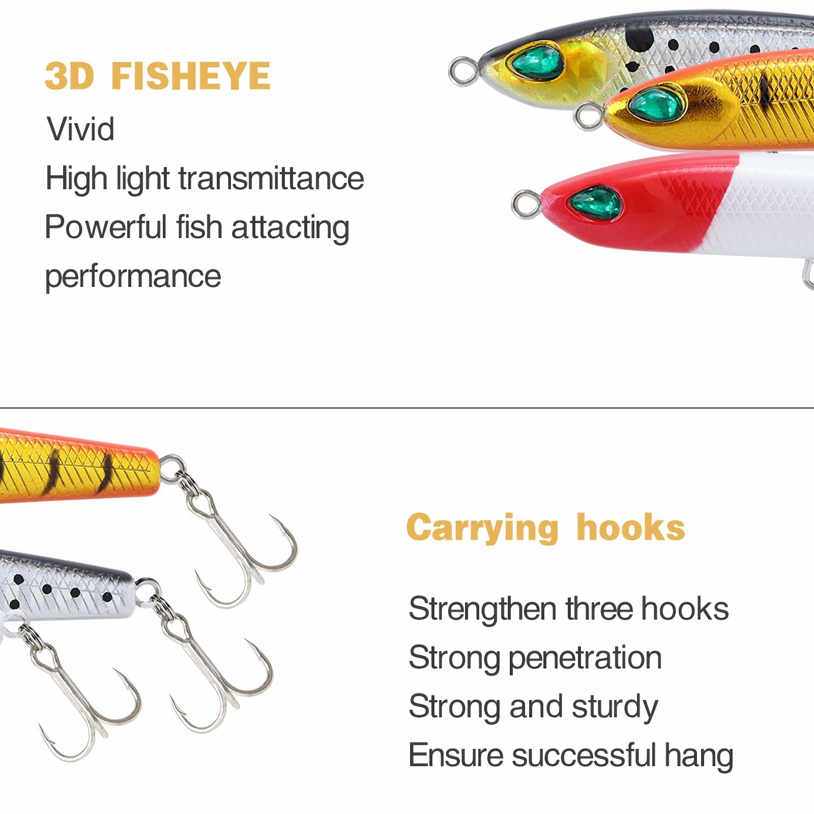Señuelos de Pesca Blandos, 10 Uds Señuelos de Pesca 8cm 9g señuelo de lápiz biónico Que se Hunde Cebo Duro Artificial Agua Dulce señuelo de Pesca de Agua Salada Wobbler Simple y práctico