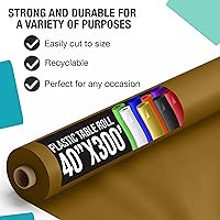 Vista 2 de Exquisito rollo de mantel de mesa de plástico dorado Party Solids 4 Pack 40" X 300' - Rollos de mantel de mesa de plástico desechables de calidad