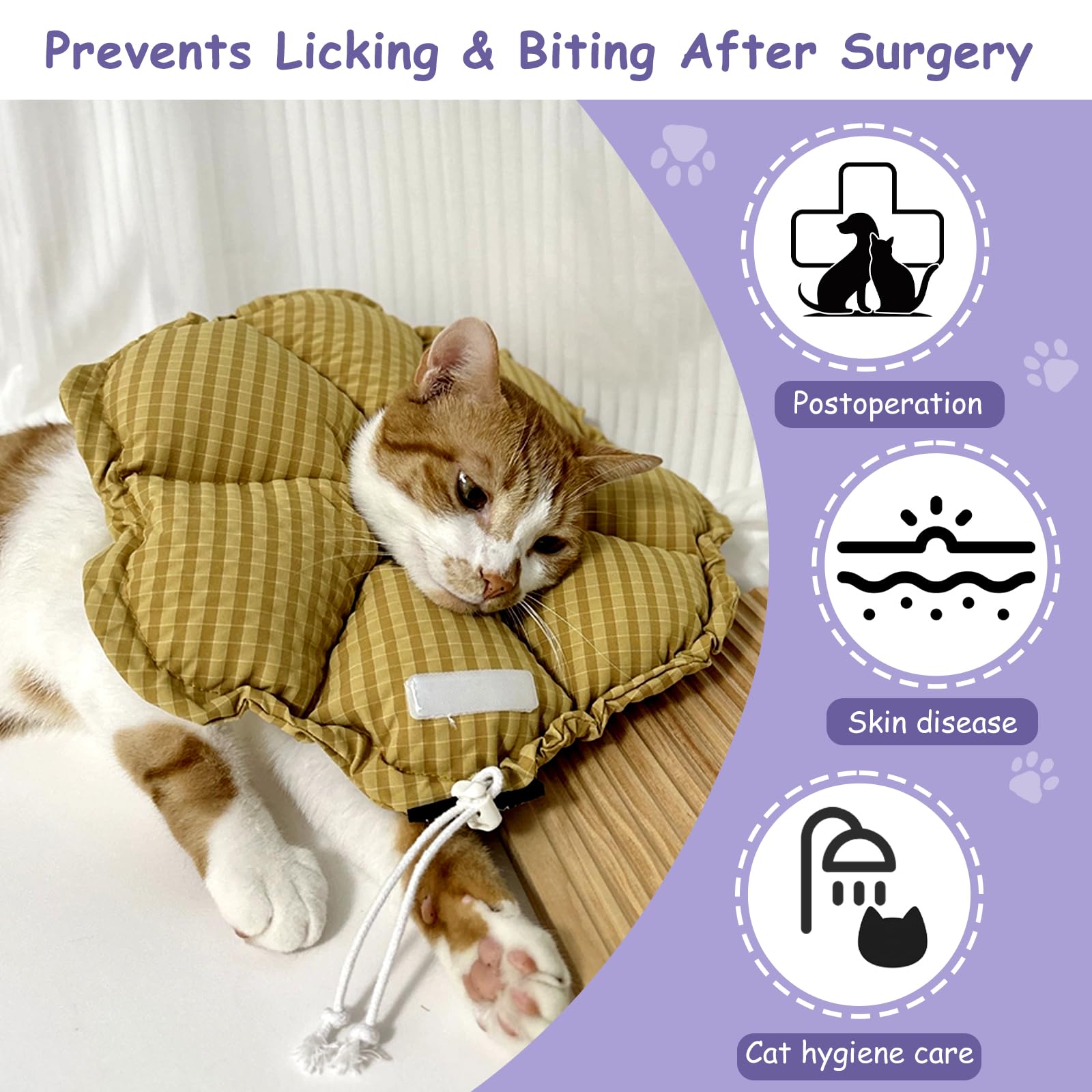 Collare a cono per gatti, impermeabile e regolabile, collare a forma di cono per gatti, cono di recupero per animali domestici per prevenire leccare dopo l'intervento chirurgico (verde, S)