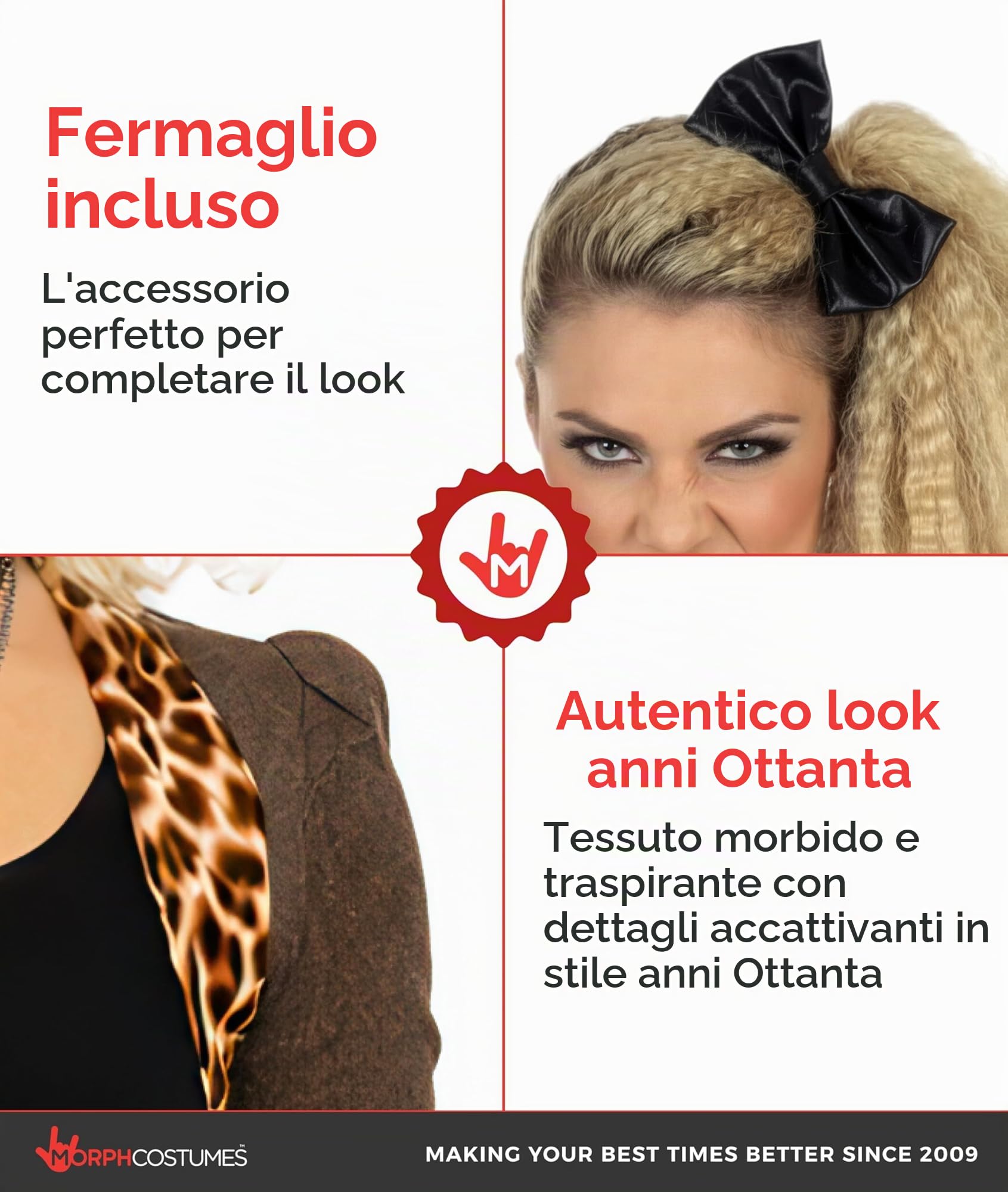 Fun Shack Costume Donna Anni '80 – Vestito Cantante Pop con Gonna Tulle, Giacca Leopardata e Accessori – Abito Carnevale, Festa a Tema, Look Vintage Anni '70 '84 XL