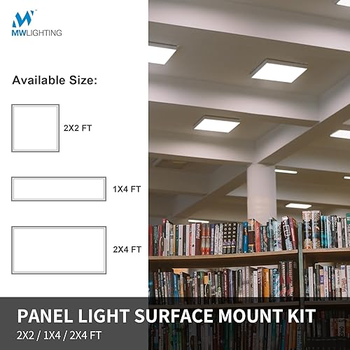 Miniatura 5 de MW Kit de montaje en superficie de 2 x 2 para panel plano LED, marco de techo de aluminio para 24 x 24 x 3.13 pulgadas, bueno para panel iluminado