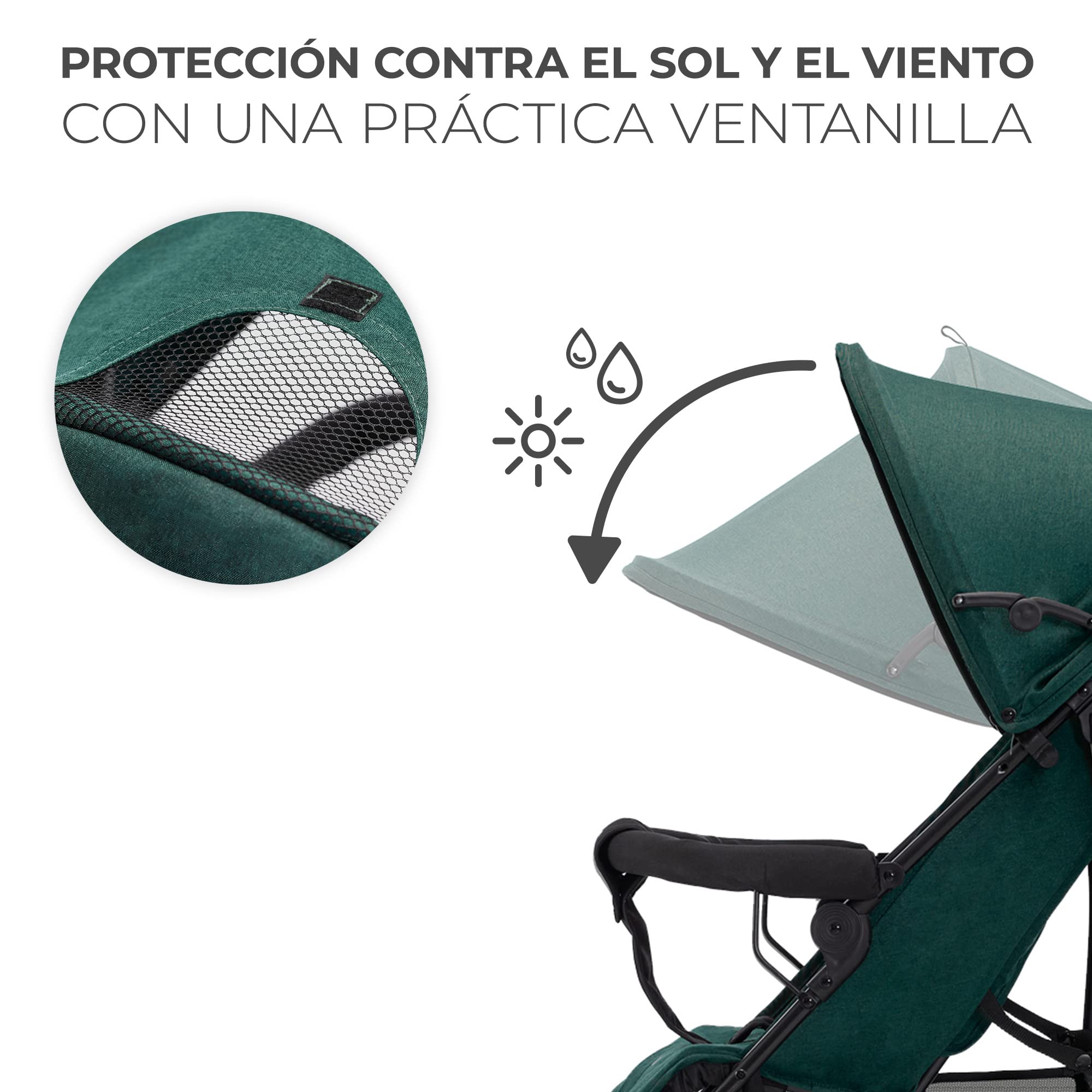 Kinderkraft TIK Silla de Paseo, Carrito para bebé, Posición reclinada y Tumbada, Carro Plegable, Ligero - 6,5kg, Material Impermeable, Verde