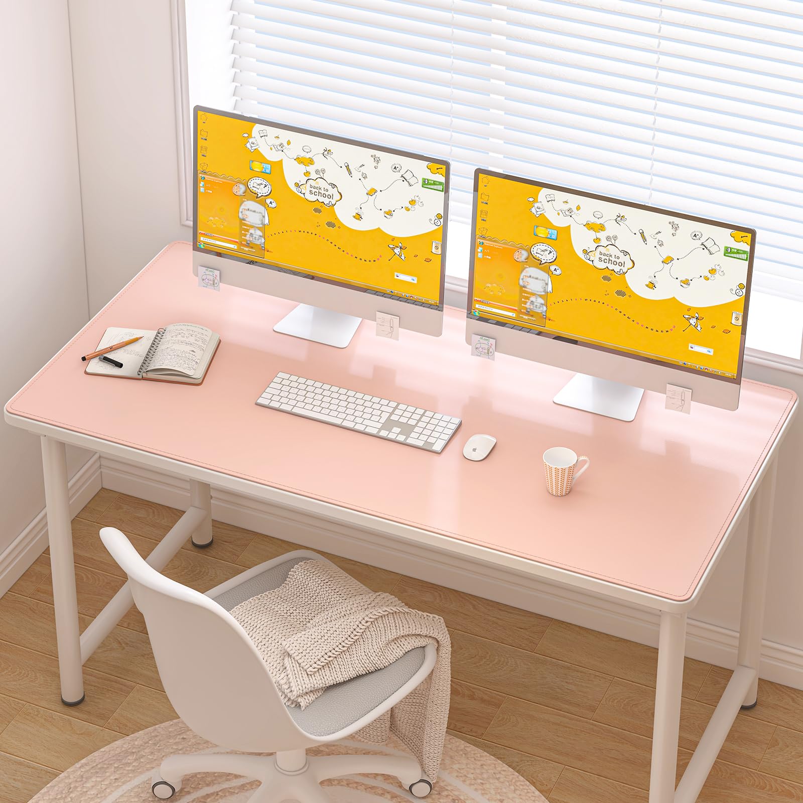 DAWNTREES Sottomano per scrivania - 120 x 60 cm - In pelle - Antiscivolo - Grande tappetino mouse per laptop - Adatto per ufficio, casa e uso d'ufficio (rosa)