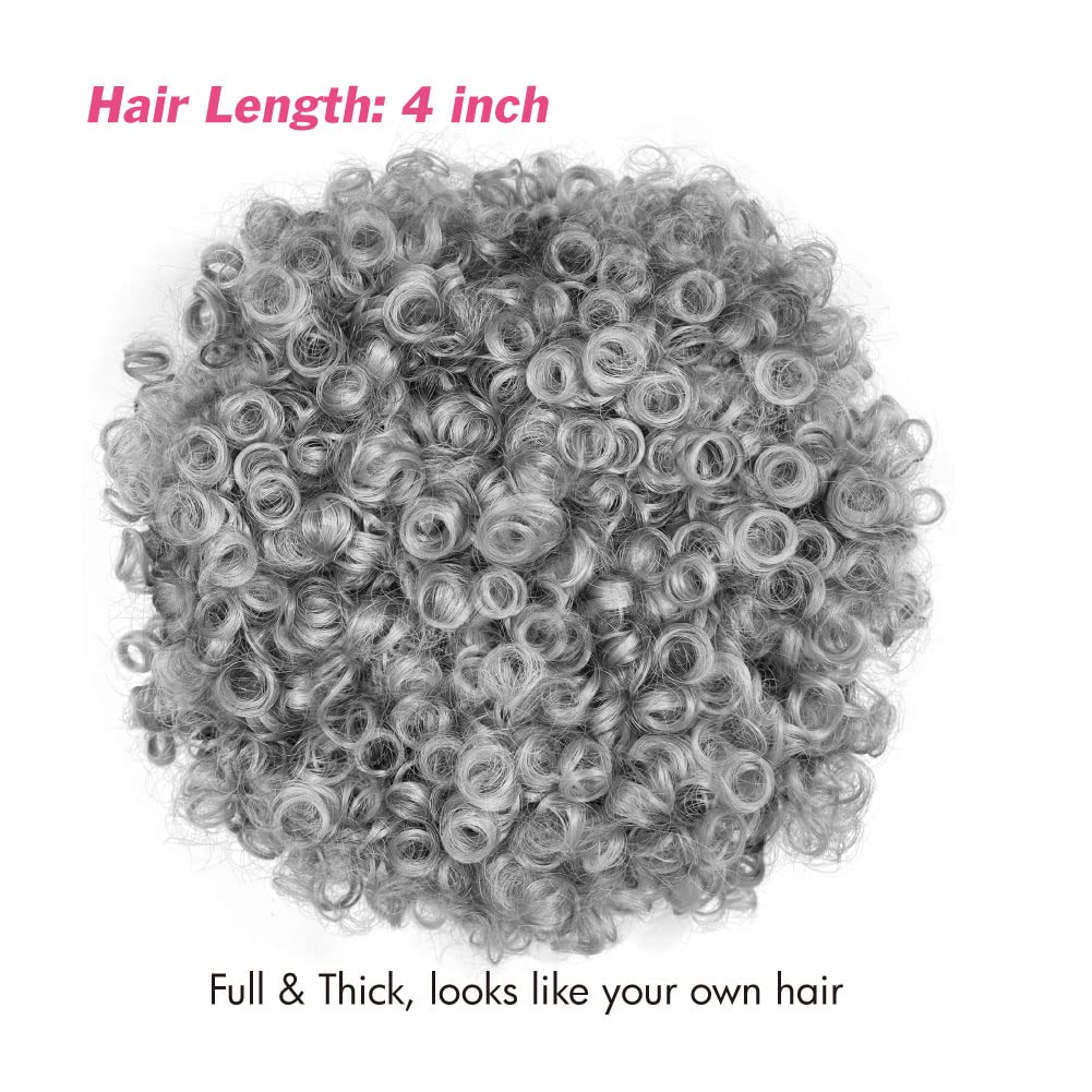 Afro Wigs for Black Women Glueless,Short Kinky Curly Wig with headbands attached Synthetic with 2 Clips(Tgray) - Image 2
