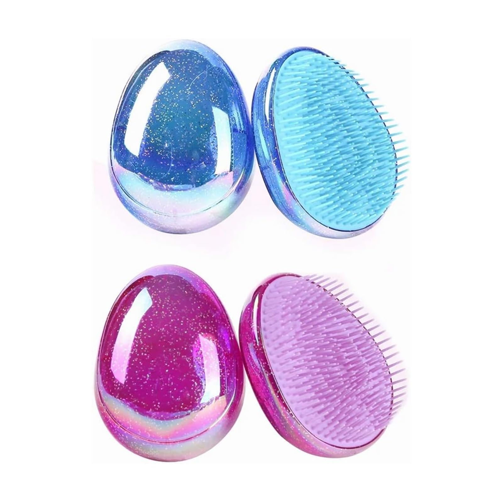 Portable Egg Shaped Brush Combing Brush Easy to Comb Scalp Massage to Relieve Fatigue Shampoo Massage Hair Styling Hair Salon Combs (Pink Blue