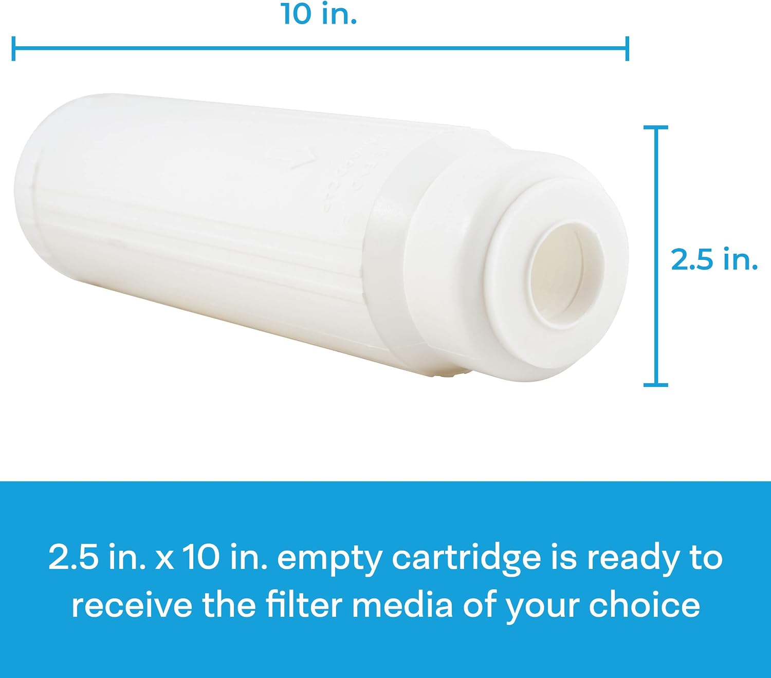 SpiroPure 10x2.5 Empty Refillable Filter Cartridges with Polyester Pads (Case of 12)