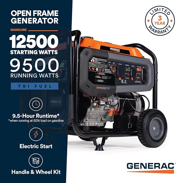 Generac Generador Portátil Tri-Fuel 12,500 W miniatura 3