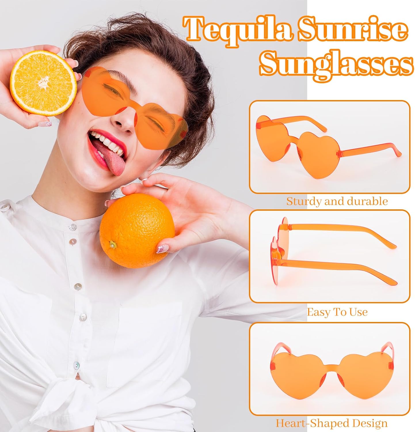 12 Pcs Pink Orange Party Sunglasses Bulk Bachelorette Sunglasses Plastic Orange Pink Summer Decorations for Women