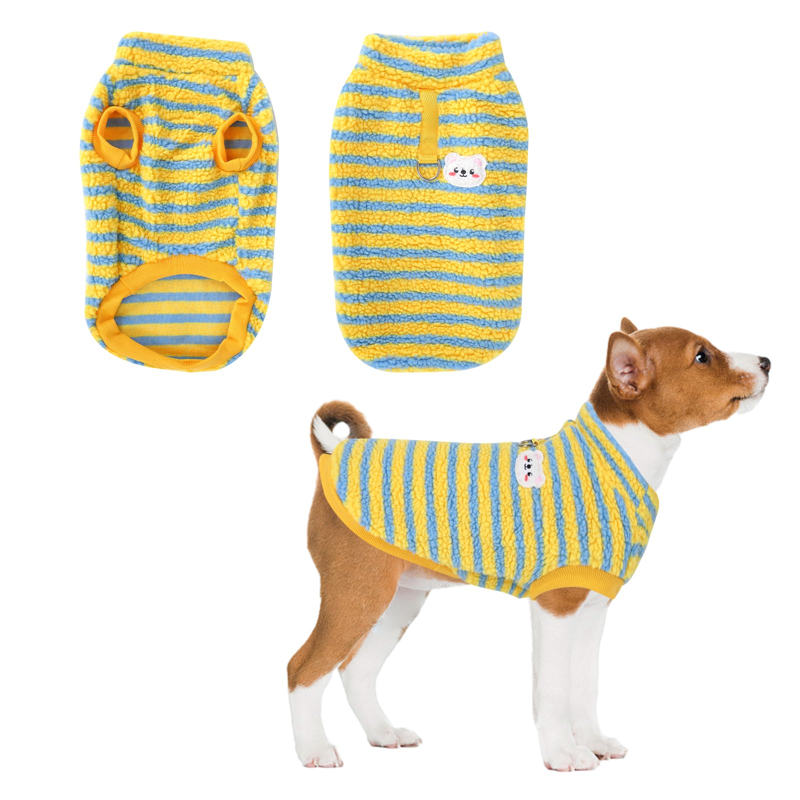 Jodsen Suéter para Perros,Jersey Perro Pequeño,Suéter de Felpa para Perros,Ropa de Invierno para Perros,Jersey para Perro Chihuahua Suéteres,Suéter para Mascotas para Gatos (L, Amarillo)