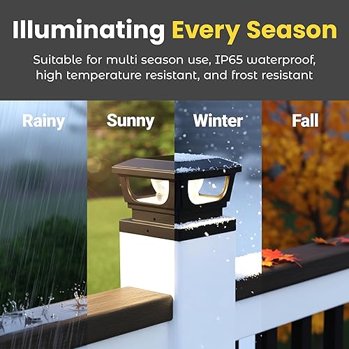 Miniatura 7 de Brighticonic Luces solares de tapa de poste para exteriores, 4 x 4, 3 x 3  Luces de poste de encendidoapagado automático alimentadas por energía