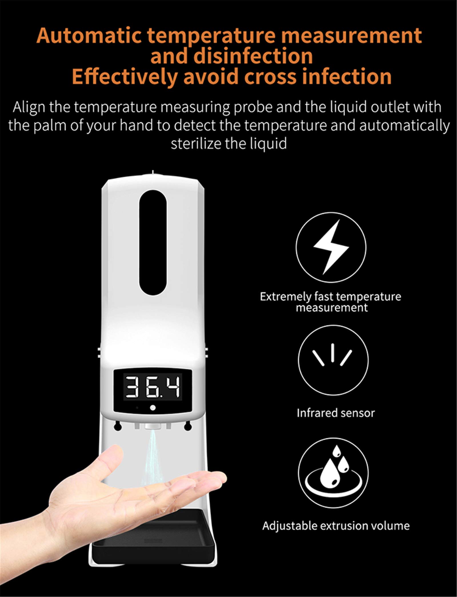 ZYC K9 Pro Infrarrojos Mano Medición de Temperatura Desinfección Desinfectante sin Contacto Dispensador de jabón líquido Termómetro automático Sensor