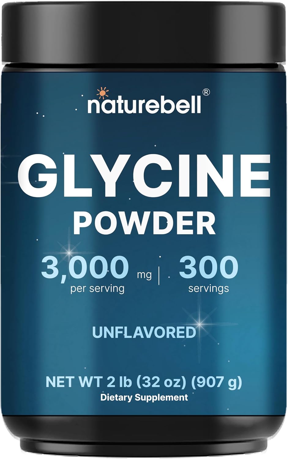 Glycine Powder, 300 Servings (2 lb) – 3,000 mg Free-Form Glycine Per Serving – Unflavored Pure Powder – Non-GMO, cGMP Manufactured