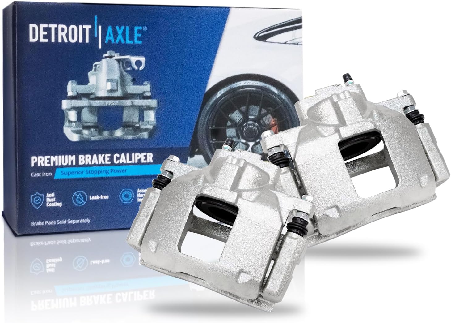 Detroit Axle - 2pc Front Brake Calipers for 2007-2017 Jeep Wrangler 2018 Wrangler JK 2008-2012 Liberty 2007-2011 Dodge Nitro, Disc Brake Calipers w/Brackets Replacement