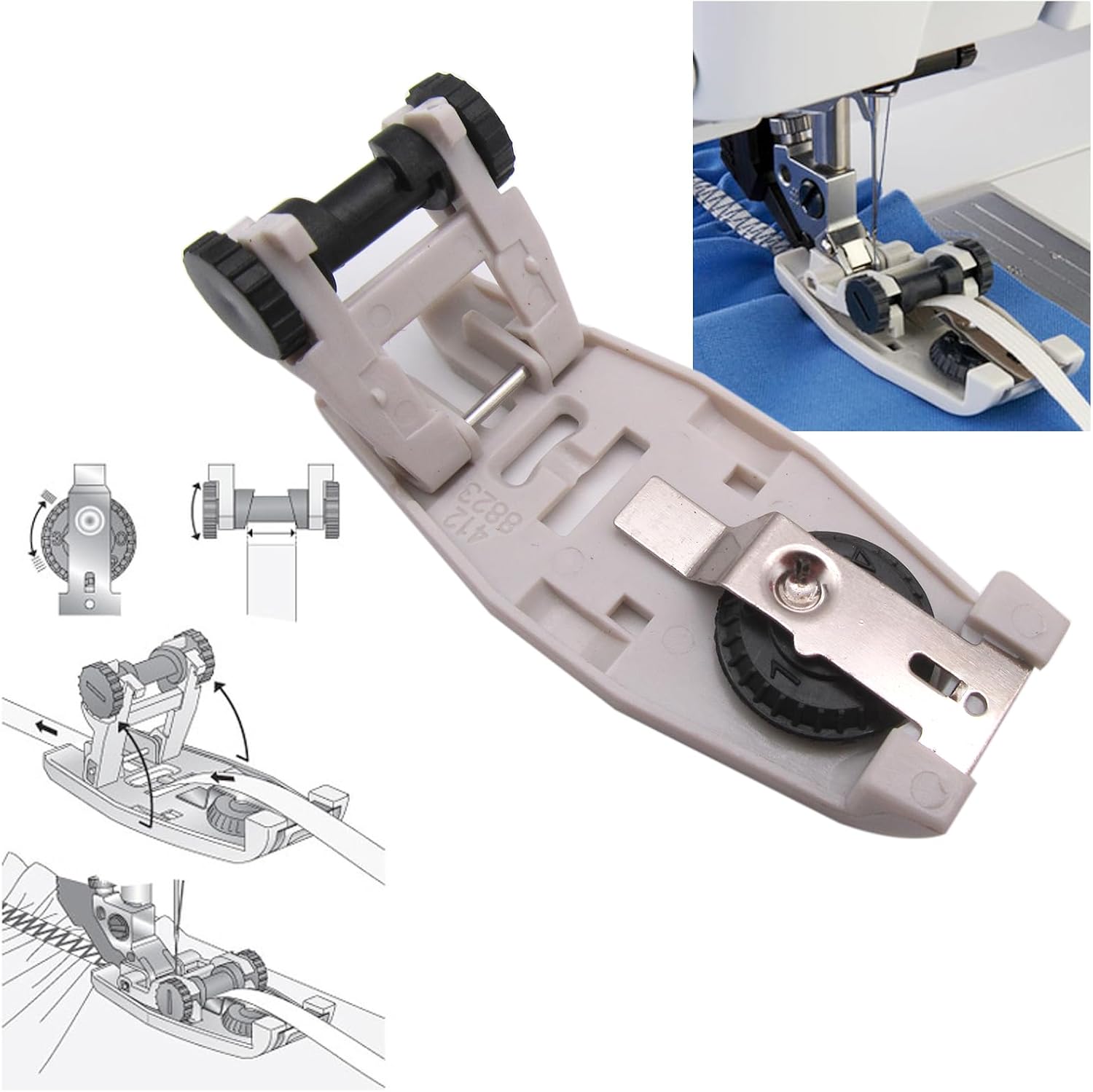CKPSMS Brand -1PCS 6 to 12mm Wide Elastic Guide Foot #820545096 Compatible with/Replacement for PFAFF Brand IDT Group B,C,D,E,F,G,J,K