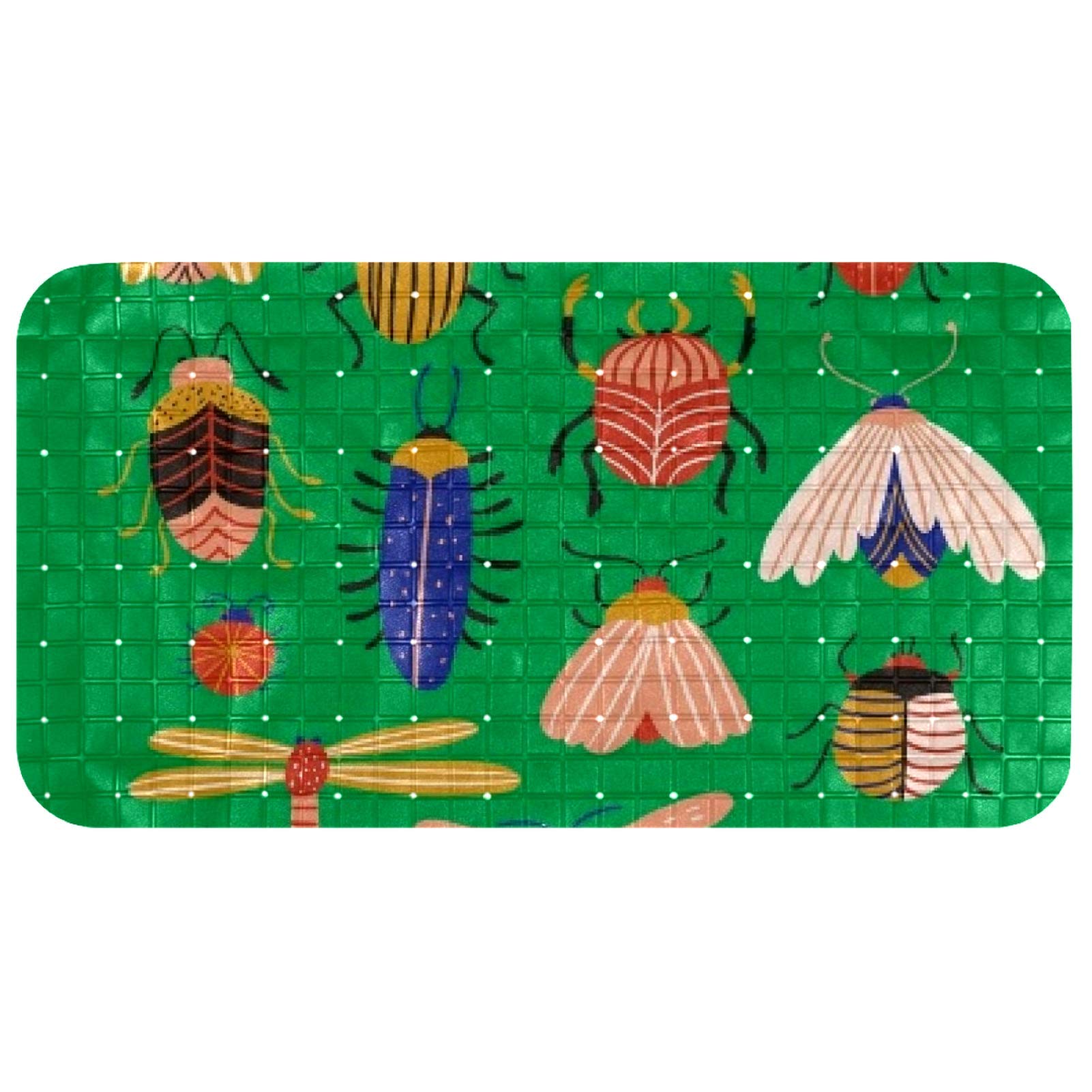 Tapis de bain anti-dérapant 37x68 cm avec ventouses et motifs insectes