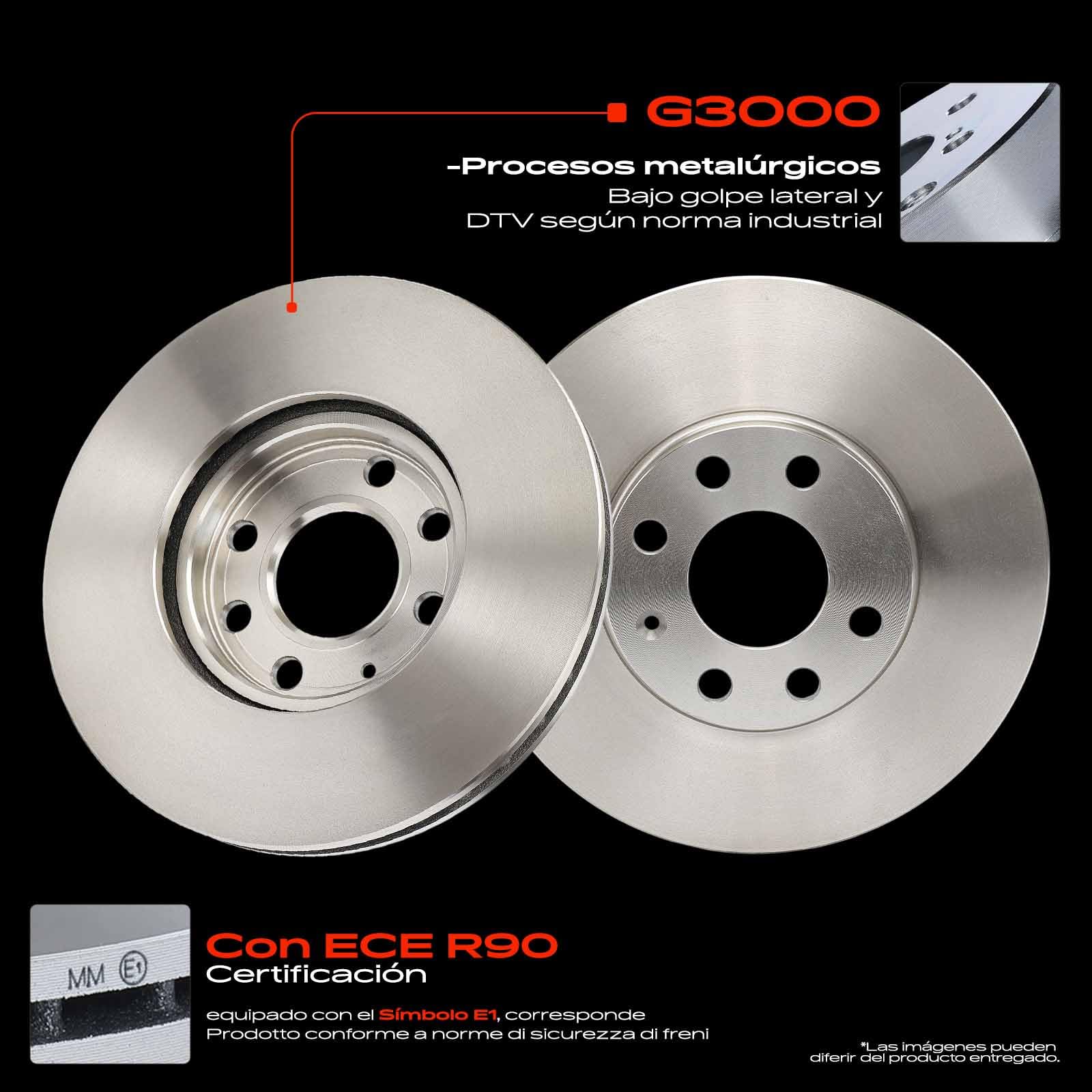 Frankberg 2 discos de freno 4 pastillas de freno | Compatible con: Astra G Classic T98, Caravana Astra G T98, Caravana clásica Astra G F35, Astra MK IV (G) Cabriolet T98