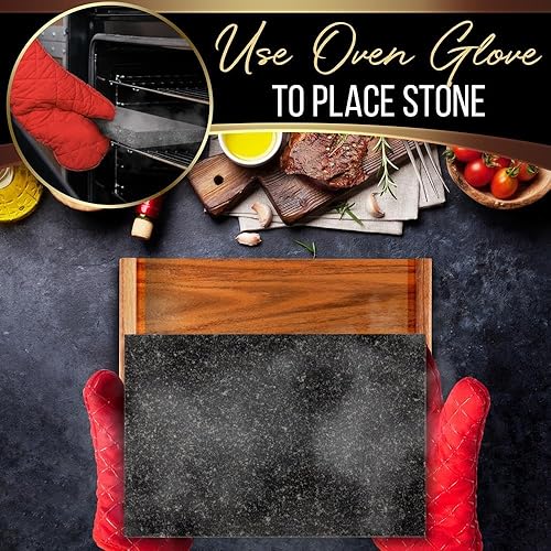 Miniatura 4 de Nutrichef Juego de parrilla de piedra de cocina, placa chisporroteante de roca de lava caliente para carne y carne con cuchillos de acero