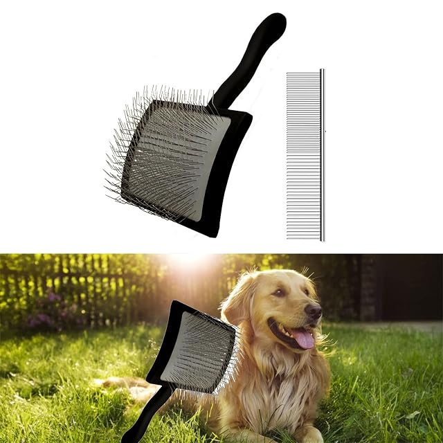Foto 5 de 8 de Peine de peluquería para perros, cepillo de rastrillo para desenredar el pelo para masaje