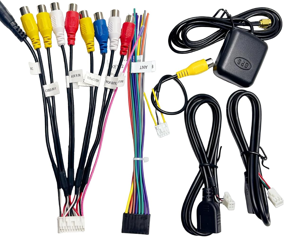 Radio Wiring Harness Kit for Android Car Stereo 16Pin ISO Radio Wire Harness 10Pin/20Pin RCA Connectors GPS Antenna Cable 4Pin/6Pin USB Cord Android Car Stereo Install Kit(6PCS)