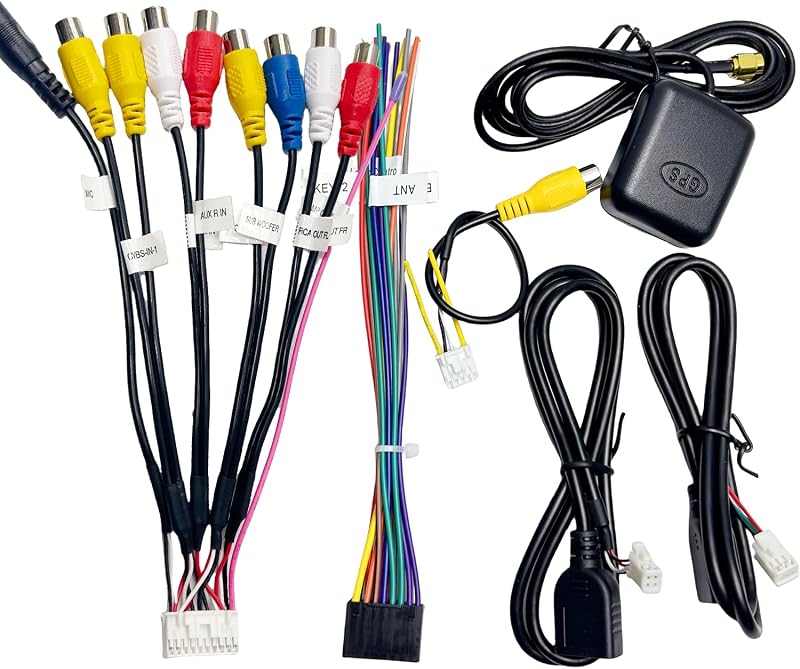 Radio Wiring Harness Kit for Android Car Stereo 16Pin ISO Radio Wire Harness 10Pin/20Pin RCA Connectors GPS Antenna Cable 4Pin/6Pin USB Cord Android Car Stereo Install Kit(6PCS)