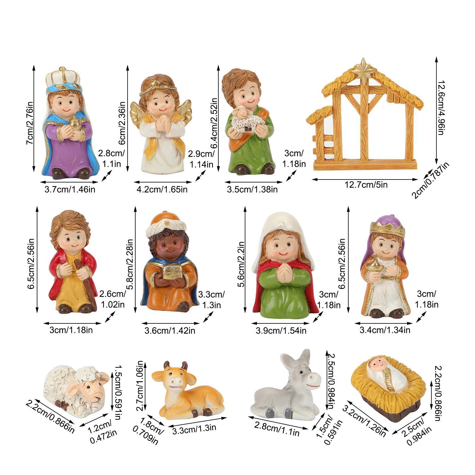 Resin Nativity Set, 12-Piece Nativity Figurines, Religious Holiday Decor for Church Home