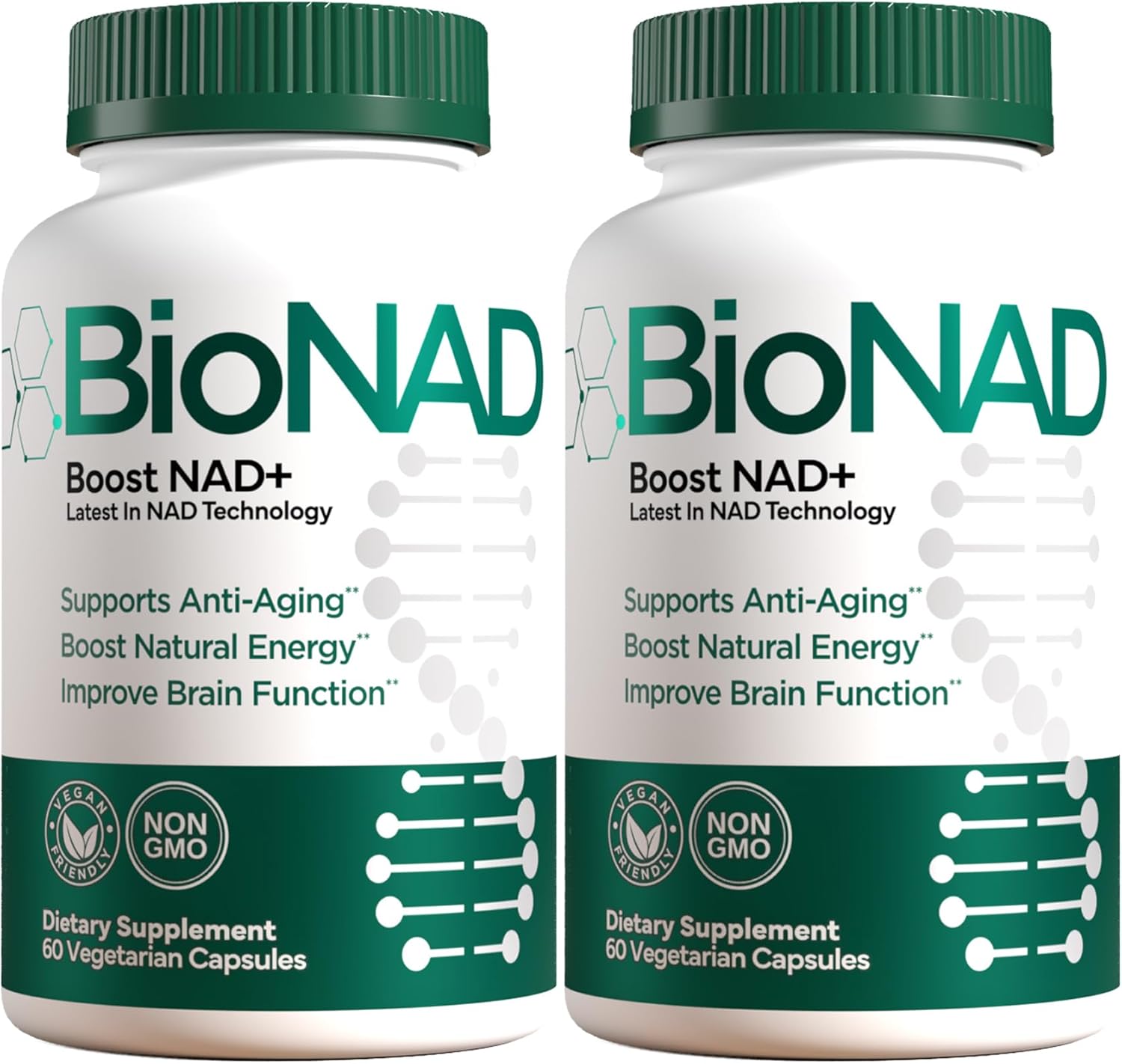 BioNAD NAD+ Natural Energy Booster - Boosts NAD+ and Supports Overall Health - Anti Aging - Combats Inflammation induced Aging on a Cellular Level - Vegan/Non GMO