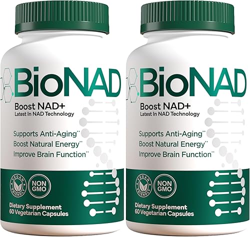 BioNAD NAD+ Natural Energy Booster - Aumenta el NAD+ - Apoya la salud cardiovascular al reducir el colesterol LDL - Antienvejecimiento - Combate el