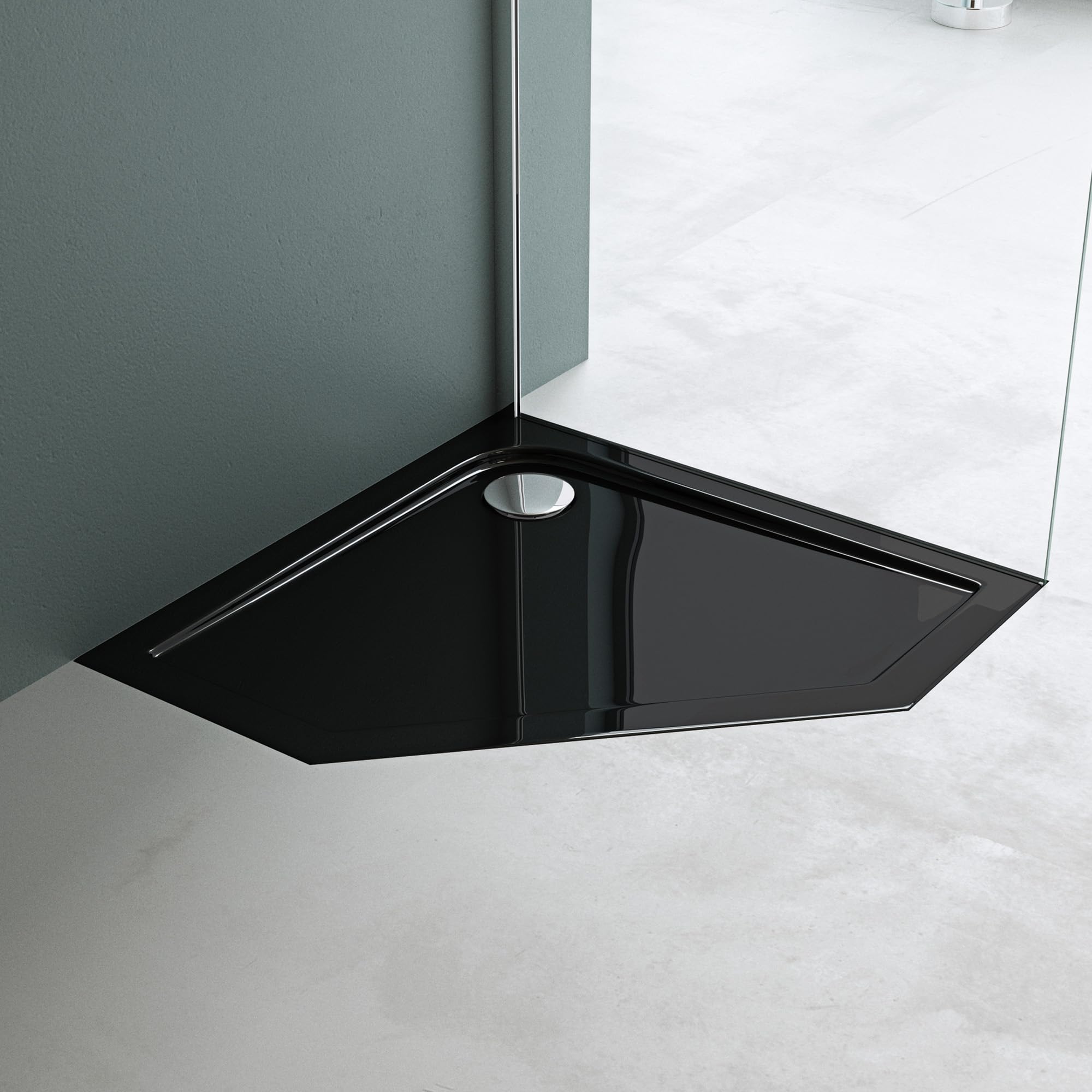 Mai & Mai Plato de Ducha Rectangular Negro 80x80x4cm Plato de Ducha Extraplano Acrílico con Juego de Desagüe AL02 Faro5