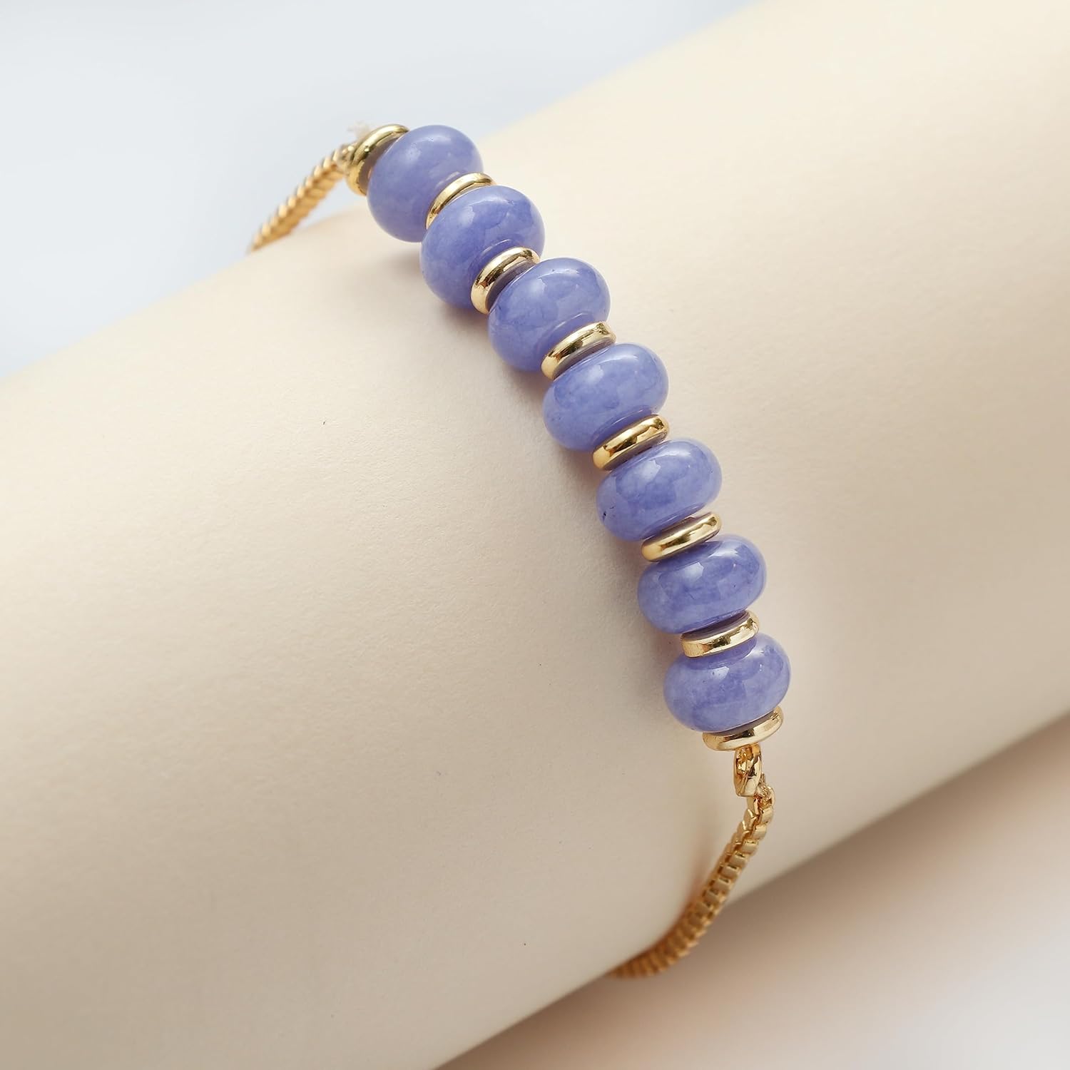 Gempires Natural Roundelle Beads Bracelet, 14k Yellow Gold Plated Handmade Jewerly, Adjustable Bracelets For Women - Image 7