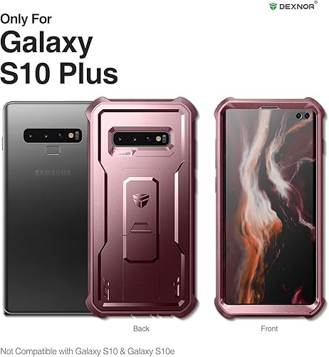 Miniatura 2 de Dexnor Funda para Samsung Galaxy S10+ Plus, protector de pantalla y soporte integrados Protección de grado militar resistente a prueba de golpes