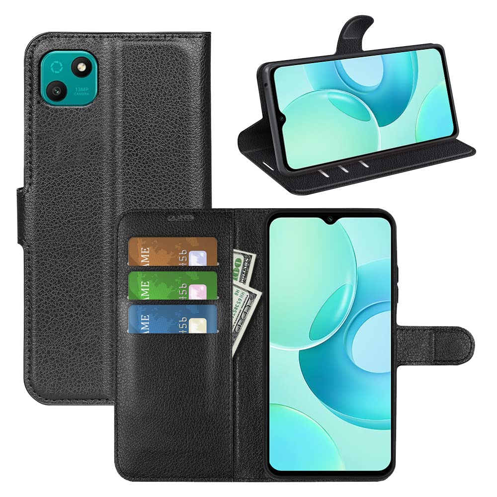 RonRun Cover WIKO T10, Custodia a Libro con Supporto Stand e Slot Porta Carte Case a Portafoglio Magnetica in Pelle PU Adatto per WIKO T10, nero