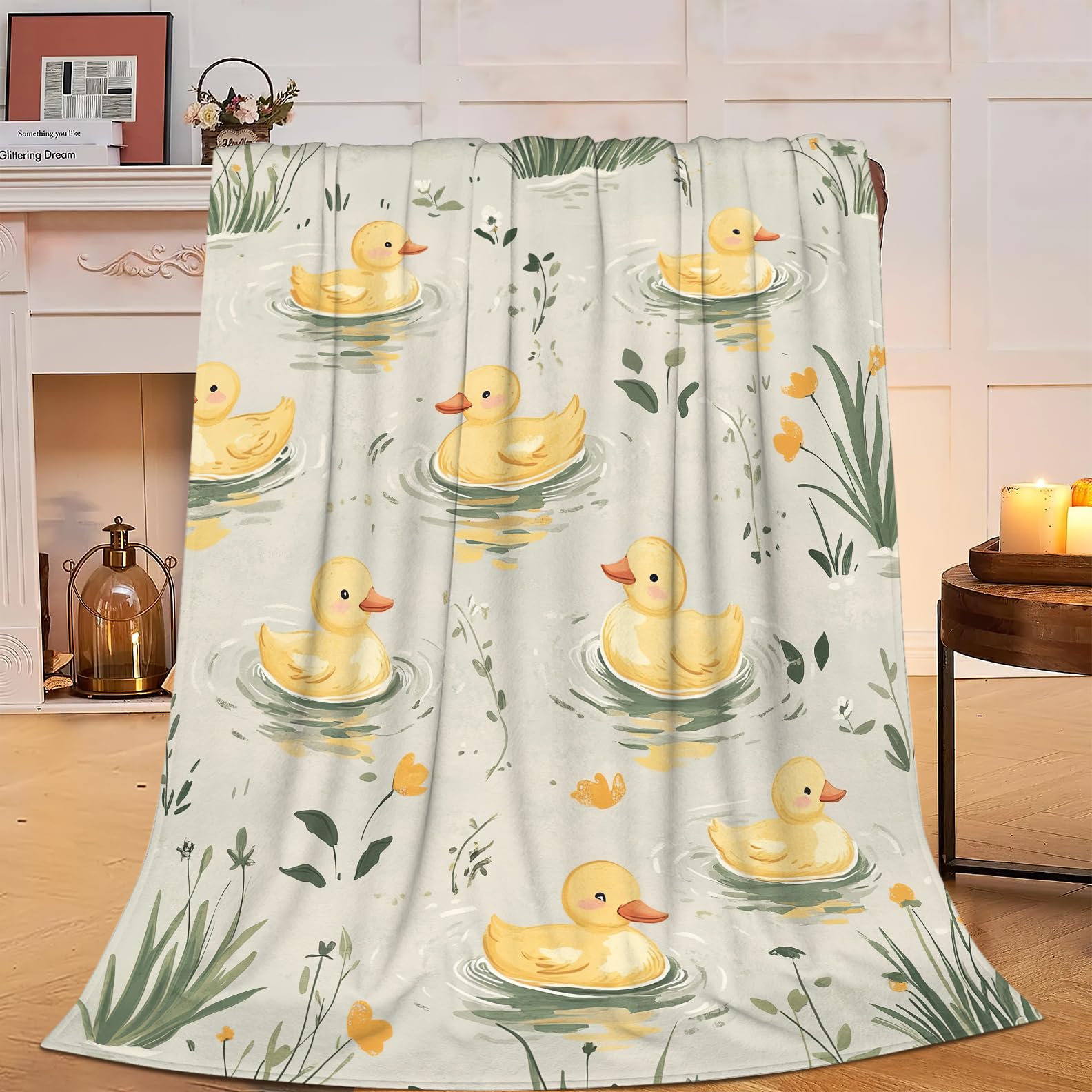 Coperta in pile giallo anatra coperta super morbida calda accogliente pelosa anatre coperta regalo per ragazze ragazzi bambini decorazione camera 101 x 127 cm