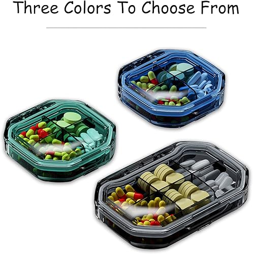 Miniatura 5 de 2 piezas pequeñas de píldoras portátiles de viaje mini pastillero de vitaminas lindo diario de 4 y 6 compartimentos contenedor de píldoras para