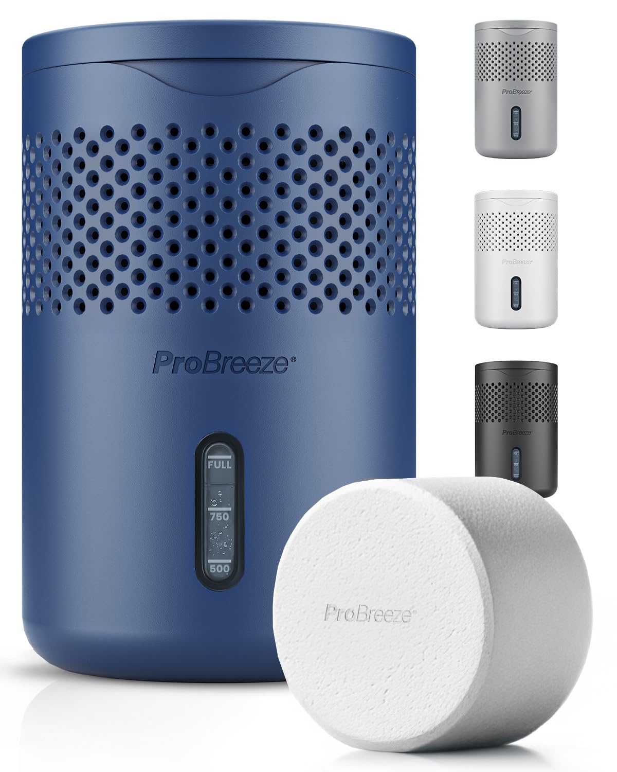 Pro Breeze Osmo Deshumidificador pequeño, silencioso y recargable con pastilla. Antihumedad armarios, casa, habitaciones - Absorbente de humedad sin electricidad - Azul