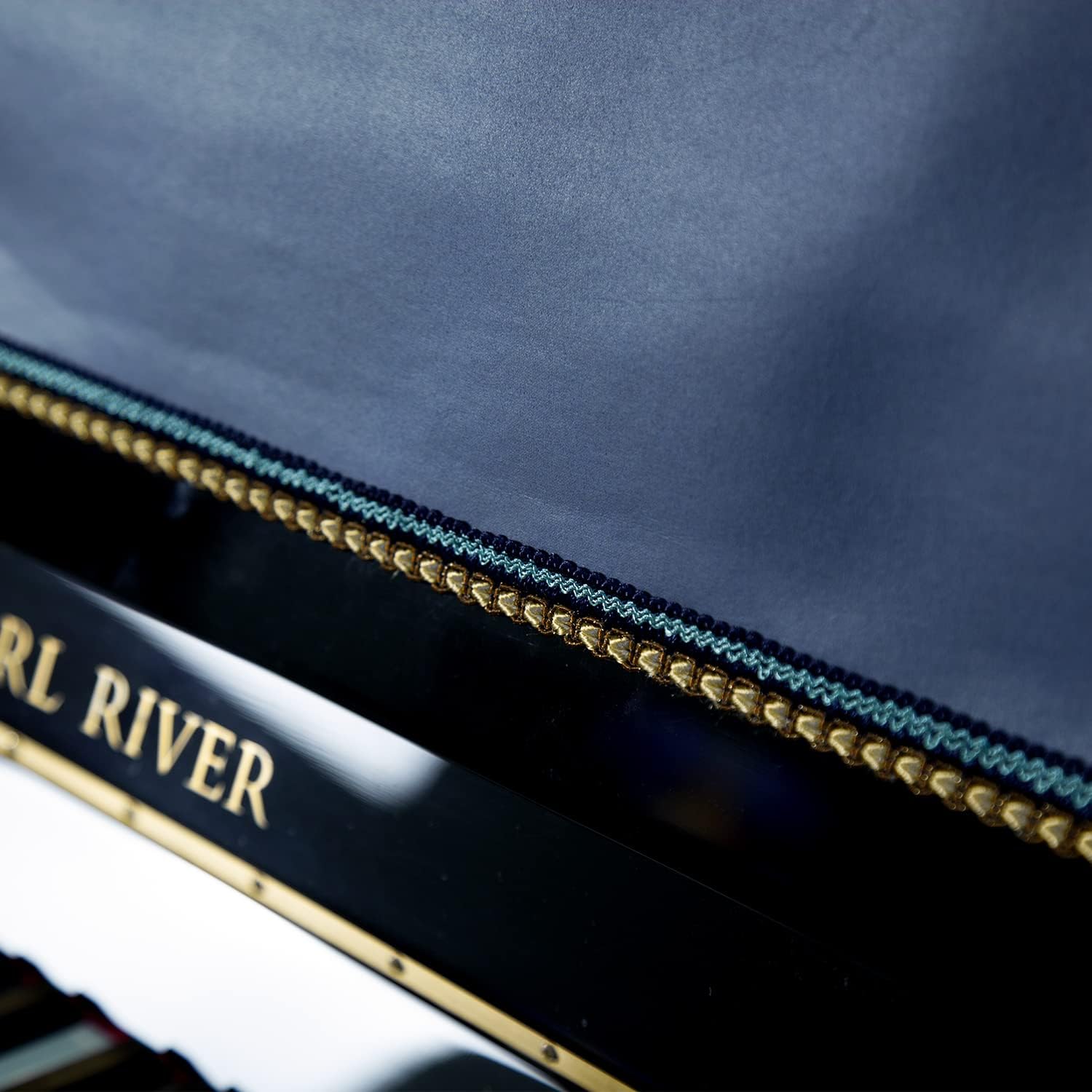 Leath-Aire Electric Piano Cover, Luxury, Soft Touch, Glossy, Thick, Upgrade with Two-side Lace, Simple And Beautiful (BLUE)