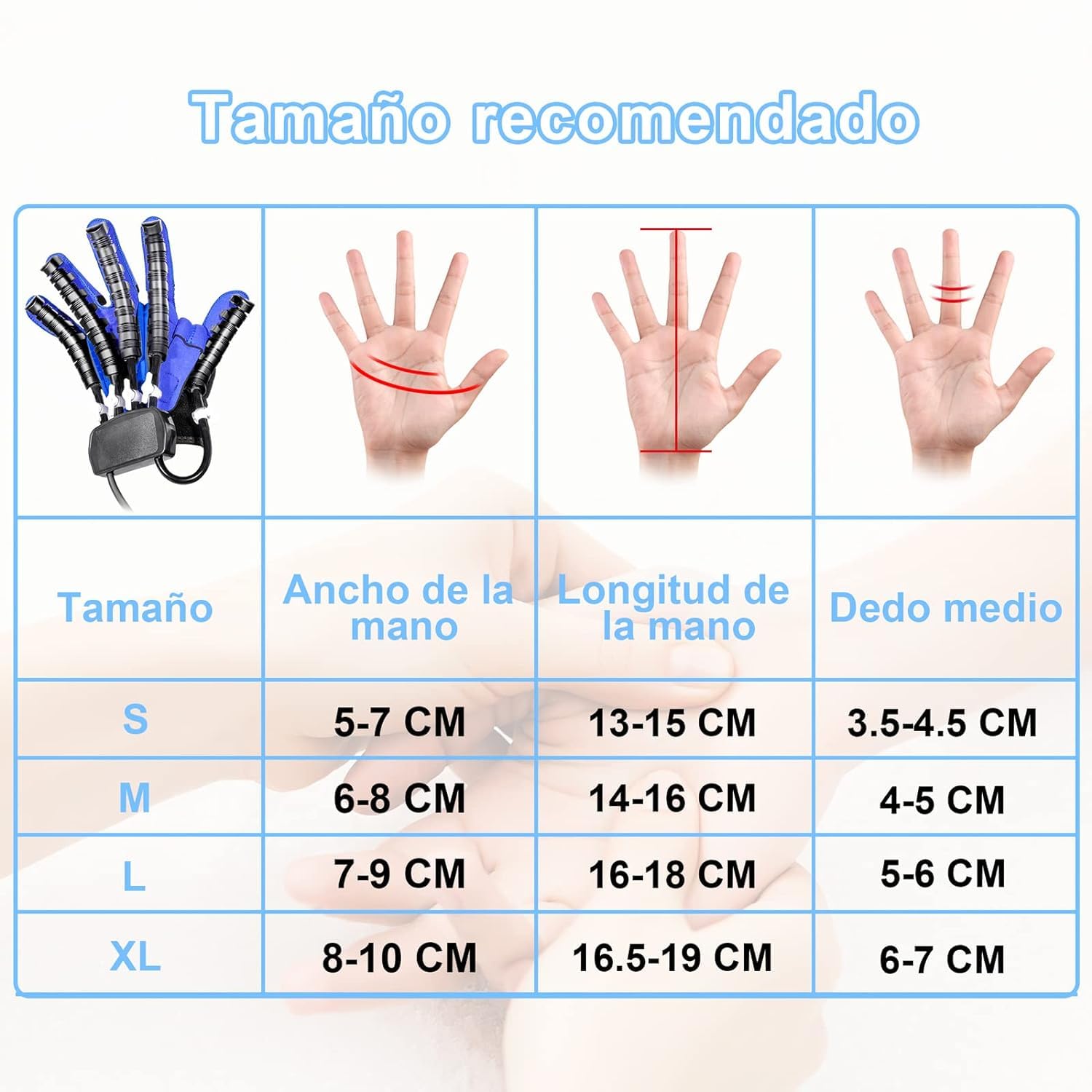 Guantes de Rehabilitación Robótica para Stroke Hemiplejia Mano Equipo de Recuperación, Guante de Mano Robótica para Parálisis de la Mano Espasticidad, Parálisis Cerebral Pacientes.