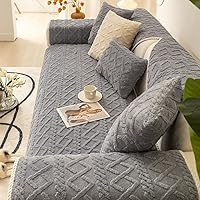 Vista 4 de vctops Funda de sofá de felpa jacquard geométrica, funda antideslizante neutra, suave y cálida para perros, niños y mascotas, protector de muebles